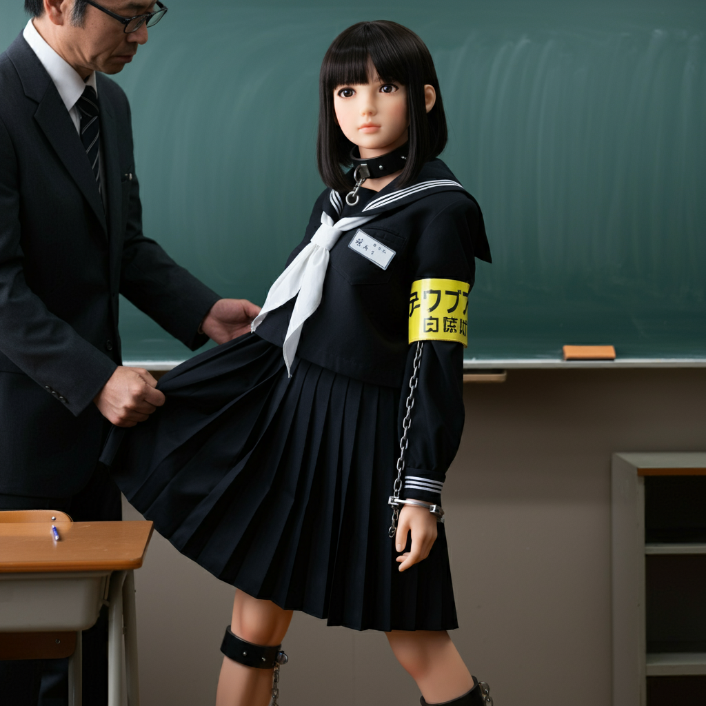 セーラー服　アンドロイド　サイボーグ　女子小学生　童女　女児 ImageFX 拘束　手錠　足枷 腕章