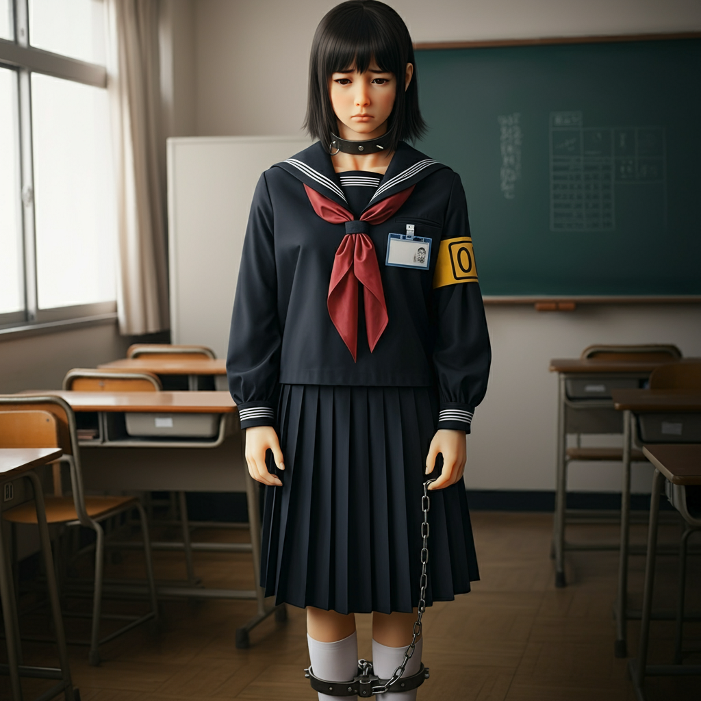 セーラー服　アンドロイド　サイボーグ　女子小学生　童女　女児 ImageFX 拘束　手錠　足枷 腕章