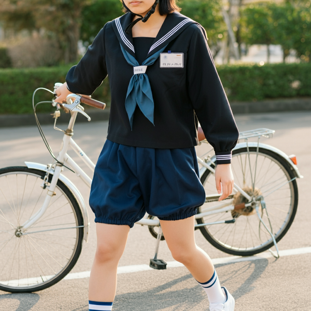 芋セラ女子中学生　ブルマー　ブルセラ　芋セーラー服 ImageFX　ヘルメット　自転車通学