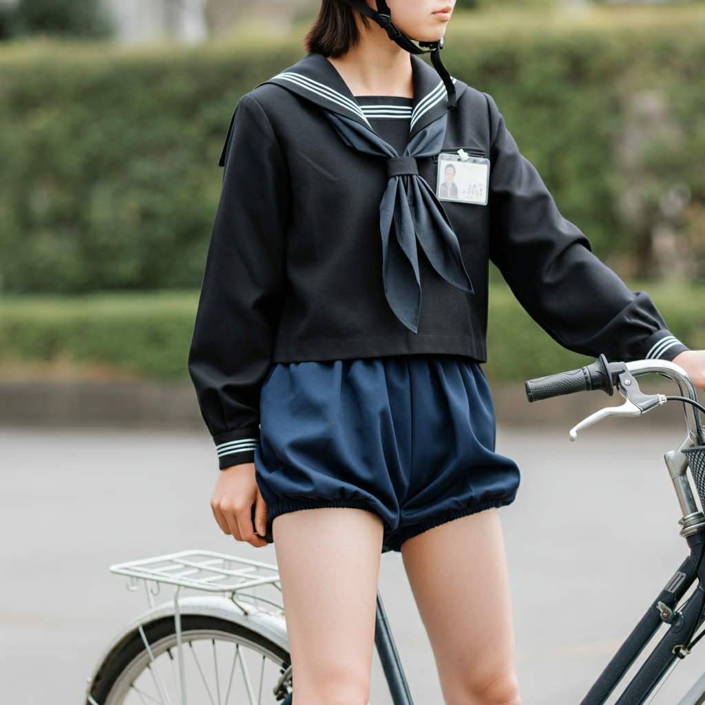 芋セラ女子中学生　ブルマー　ブルセラ　芋セーラー服 ImageFX　ヘルメット　自転車通学