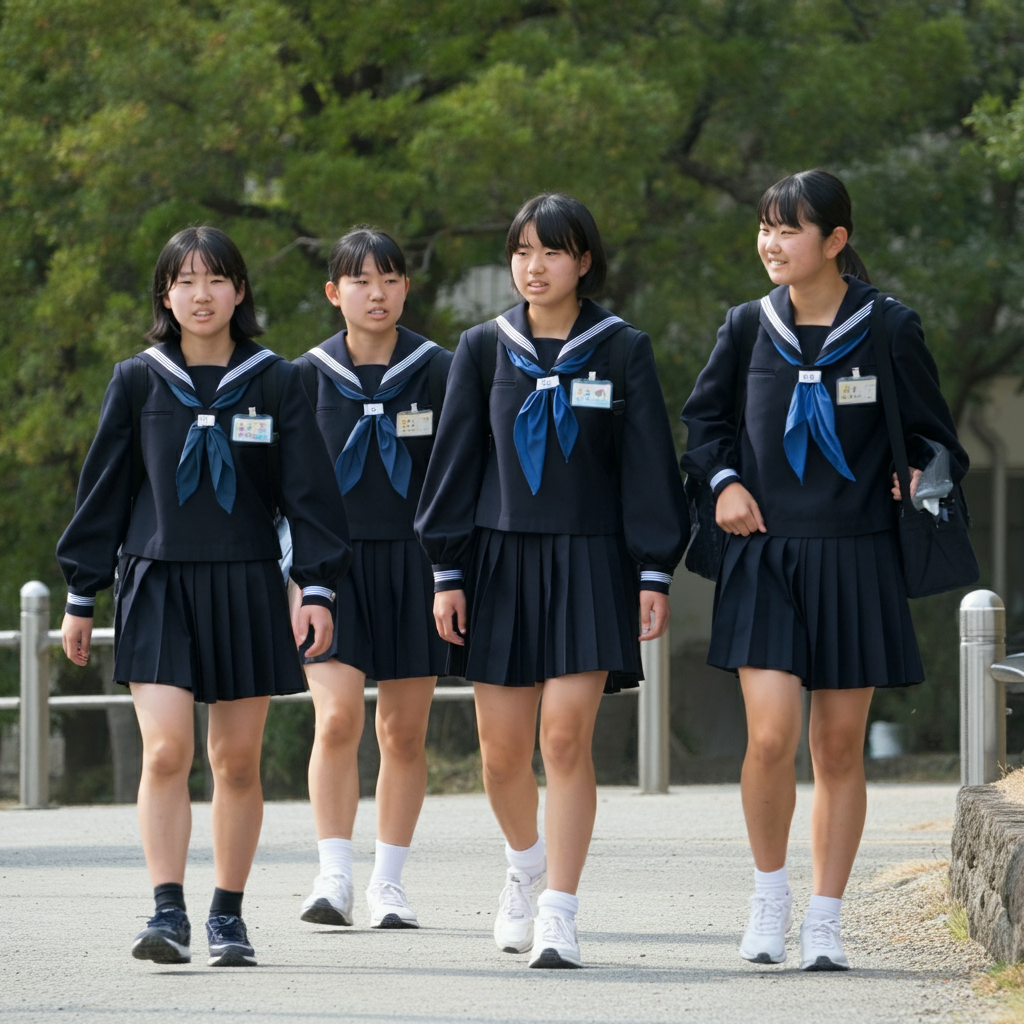 芋セラ女子中学生　ハーフパンツ　セラパン　芋セーラー服 ImageFX 掃除