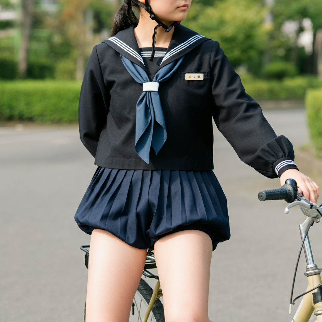 芋セラ女子中学生　ブルマー　ブルセラ　芋セーラー服 ImageFX　ヘルメット　自転車通学