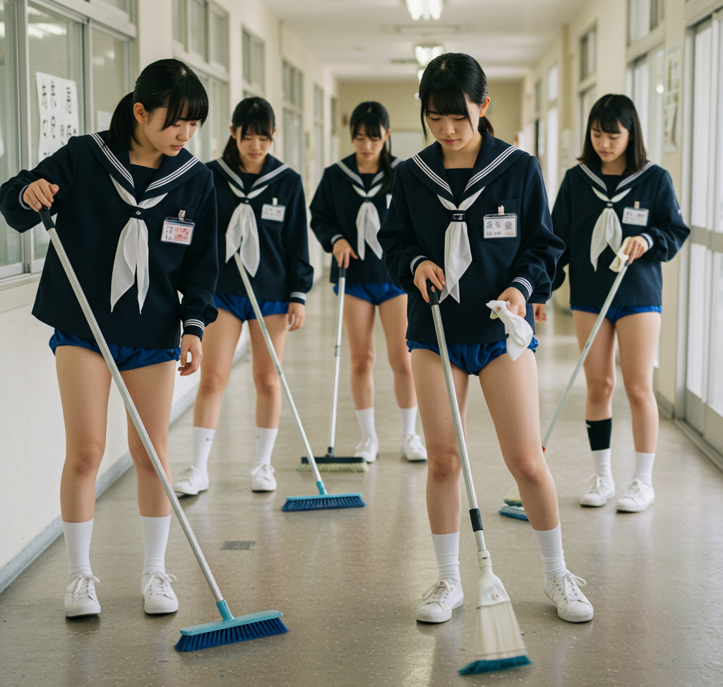 ブルセラ ブルマー セーラー服 女子中学生 掃除 白ソックス 芋セーラー服 芋セラ JC