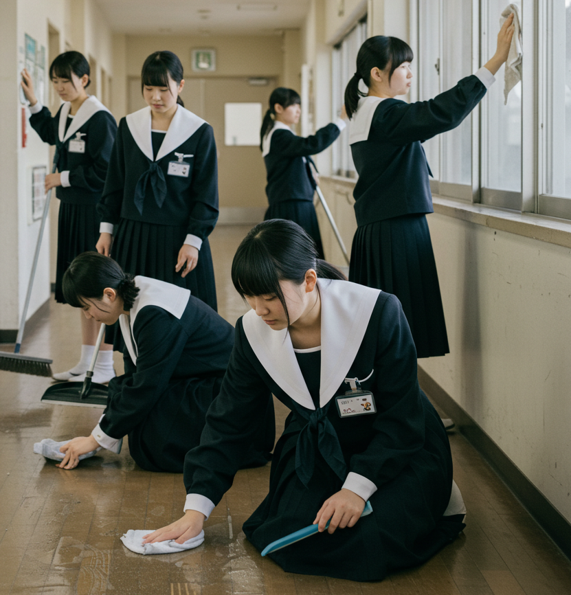ブルセラ ブルマー セーラー服 女子中学生 掃除 白ソックス 雑巾掛け 芋セーラー服 芋セラ JC 愛知型セーラー服 愛セラ 襟カバー