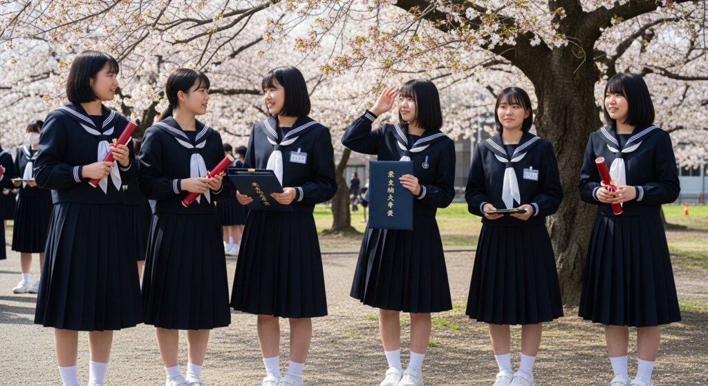 芋セーラー服　女子中学生 Whisk AI　服卒業式