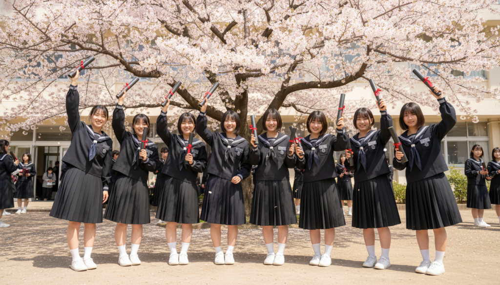 芋セーラー服　女子中学生 Whisk AI　服卒業式